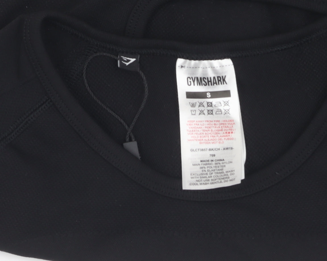 Gymshark Women's Black Cropped Long Sleeve Top - S