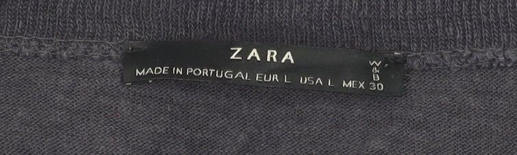 Womens UK Size L Zara Black Basic T-Shirt