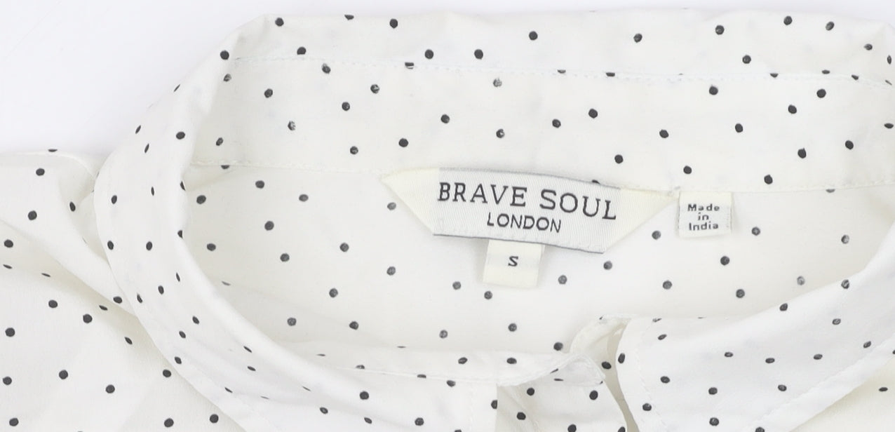 Womens UK Size S Brave Soul White Basic Button-Up