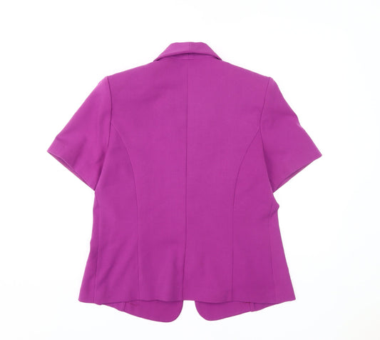 Classics Women's Purple Blazer - Size 12, Short Sleeve, Elegant