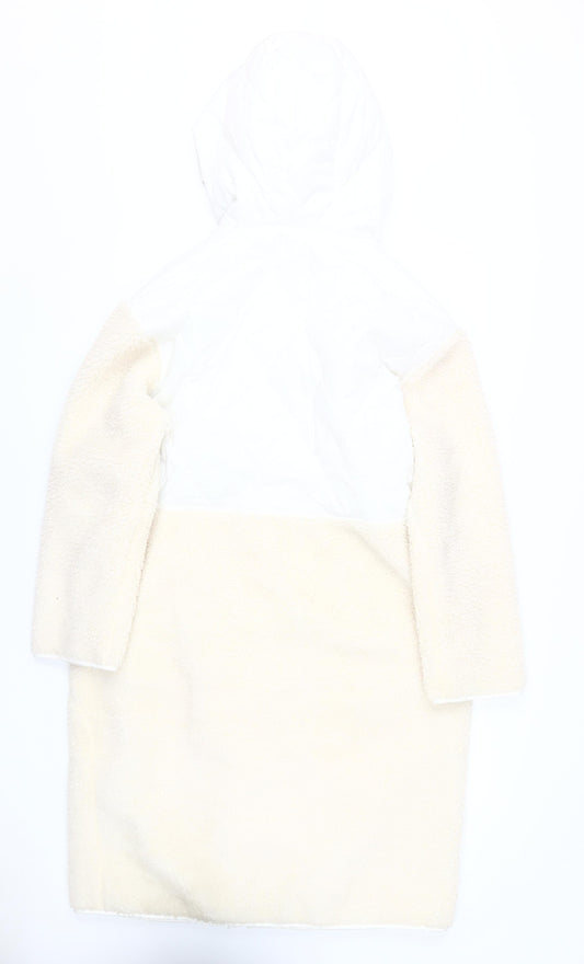 H&M Women's White Hooded Puffer Coat XS