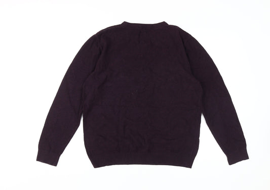 Fat Face Men's Purple V-Neck Cotton Cashmere Jumper M