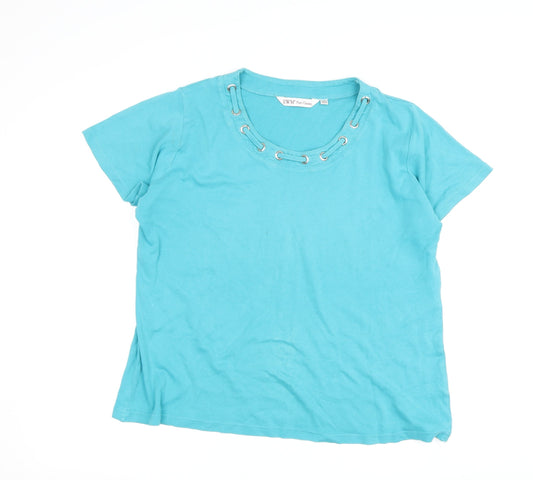 Womens UK Size 18 EWM Pure Classics Blue Basic T-Shirt