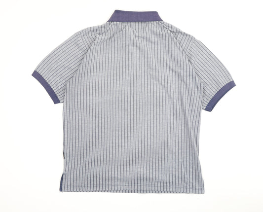 Donnay Men's Grey Striped Polo M - Cotton Blend