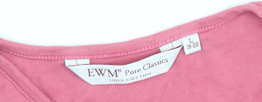 EWM Women's Pink Cotton Nightshirt, L, Graphic Print