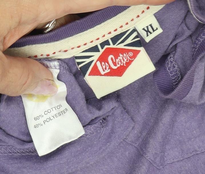 Lee Cooper Men's Purple XL V-Neck T-Shirt Short Sleeve