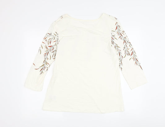 Damart Women's Ivory Floral T-Shirt Size 14