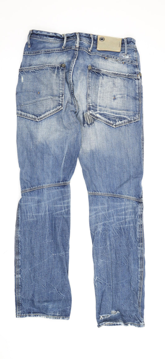 G-Star Men's Blue Straight Jeans - 30W, 30L, Distressed Denim