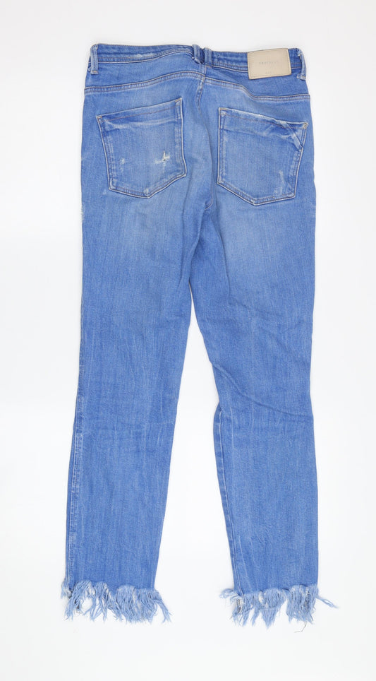 Zara Women’s Blue Distressed Jeans Size 8