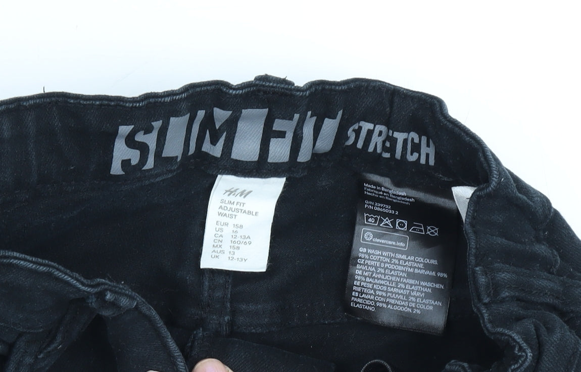 Teenss UK Size 12-13Y H&M Slim Fit Slim Black Jeans