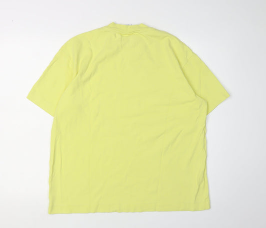 Zara Men's Yellow Crew Neck T-Shirt M