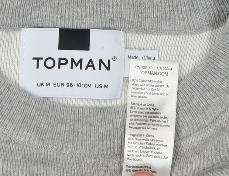 Topman Men's Grey Pullover Jumper Medium, Casual Comfort