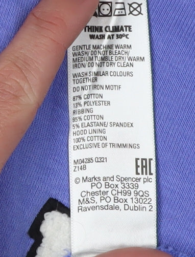 Marks and Spencer Girls' Blue Pullover Hoodie Size 10-11