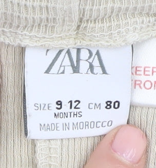 Zara Beige Baby Dungaree 9-12 Months Unisex Button Casual