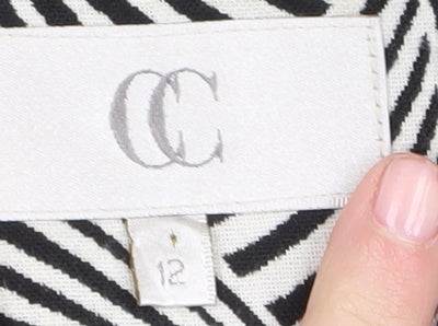 CC Women's Blazer Black/White Geometric Size 12