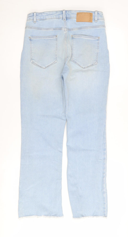 Womens UK Size M Pieces Regular Fit Straight Blue Jeans