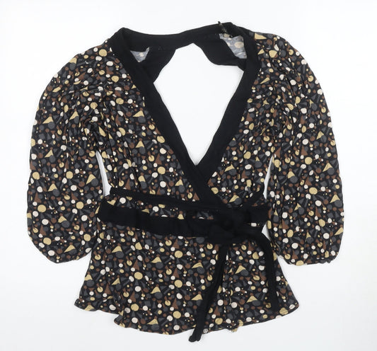 Womens UK Size 8 Topshop Multicoloured Wrap Blouse