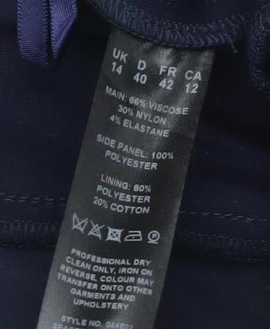 Jacques Vert Women's Navy Embroidered Pencil Skirt Size 14