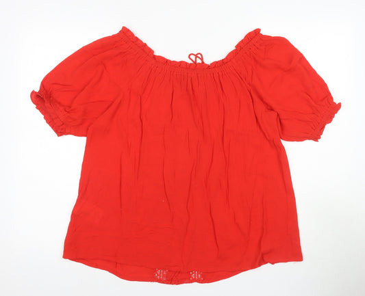 Joe Browns Women's Red Cotton Bohemian Blouse Size 14