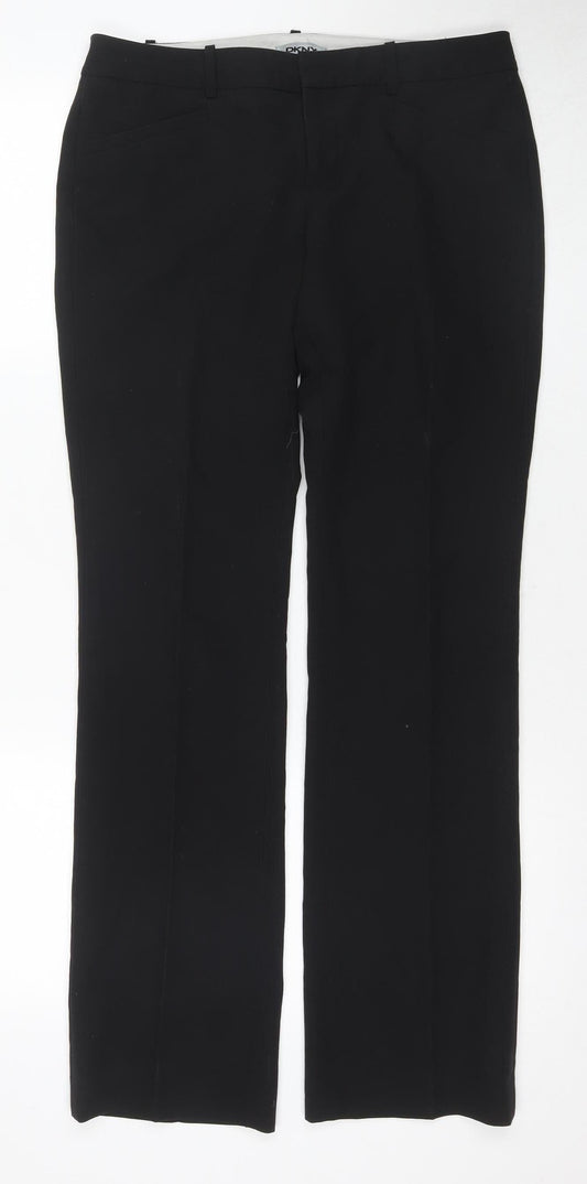 Womens UK Size 4 DKNY Classic Fit Dress Pants Black Trousers