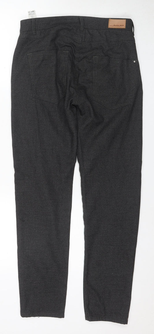 Zara Men's Black Slim Fit Chino Trousers - Size 30