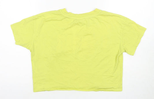 Guess Women's Yellow Cropped T-Shirt Size 12