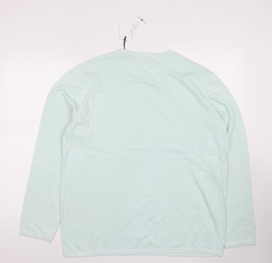 Jack & Jones Green Pullover Men Jumper 2XL, Cotton Knit