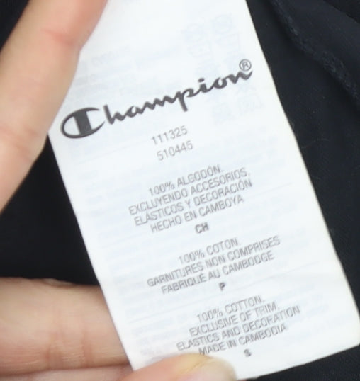 Brand and care label for Champion Black unisex tank s - mock neck jersey basic