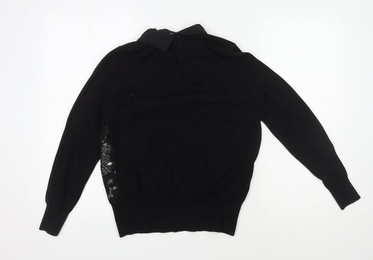 Womens UK Size M Oasis Black Cropped Blouse