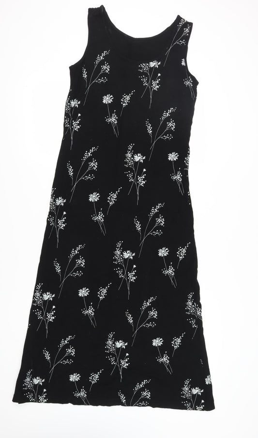 Liz Claiborne Women's Black Floral Midi Tank Dress M