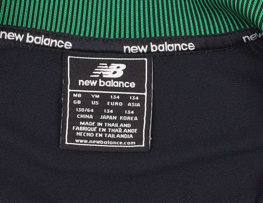 New Balance Boys Sweatshirt, Black and Green, 9-10 Years, Full Zip
