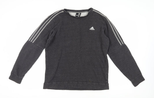Additional front view of Adidas unisex black pullover sweatshirt m