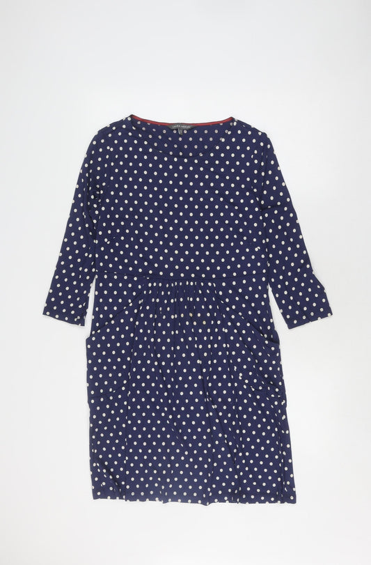 Laura Ashley Women's Blue Polka Dot A-Line Dress Size 12