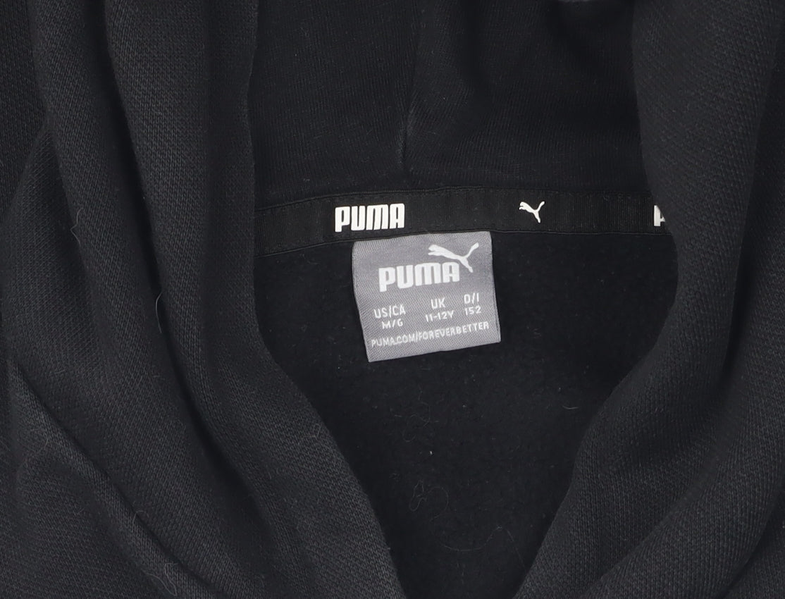 Puma Boys Black Hoodie Pullover 11-12 Years Sports Logo