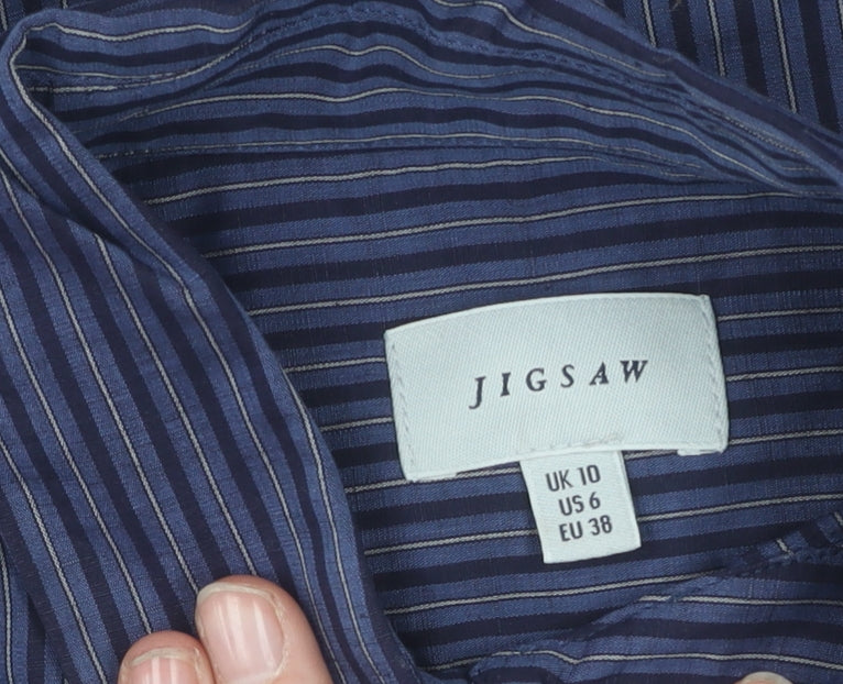 Jigsaw Unisex Adults Blue Striped Long Sleeve Shirt