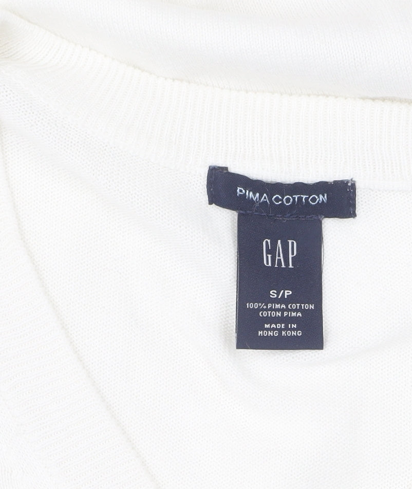 GAP Women's Ivory V-Neck Cotton Pullover Jumper S