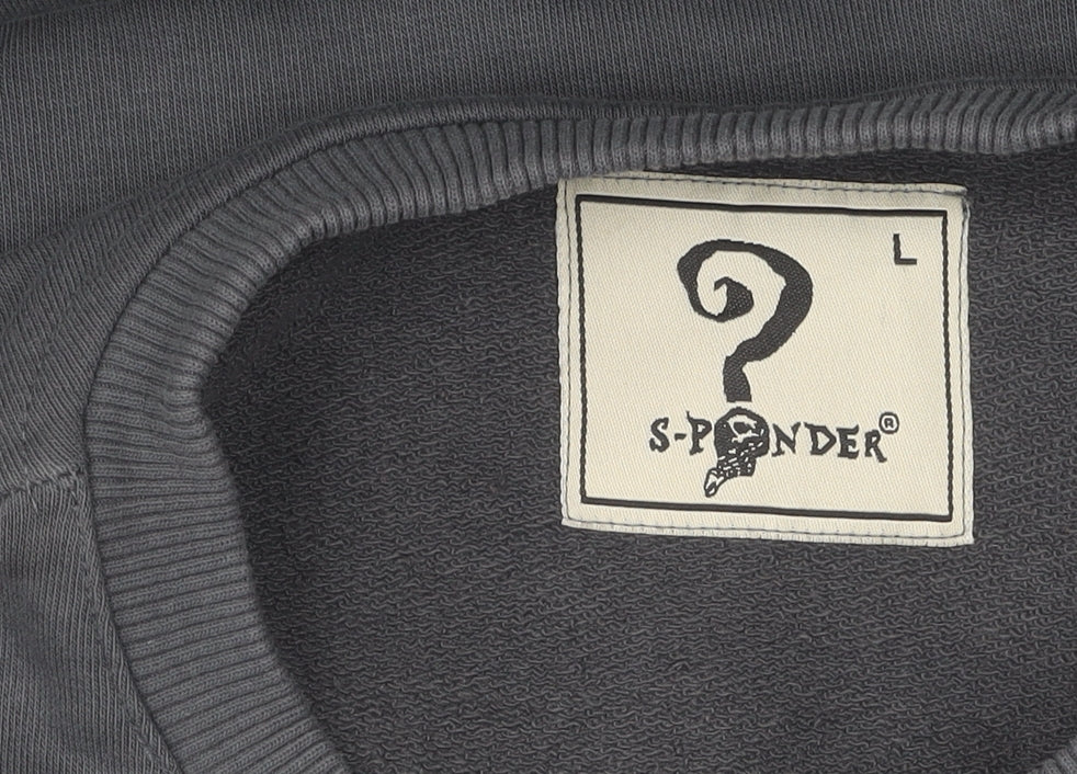 S-Ponder Grey Cotton Unisex Art Sweatshirt L