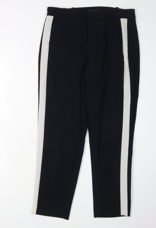 Womens UK Size XS Zara Basic Slim Fit Casual Workwear Black Trousers