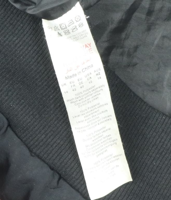 Boohoo Women’s Black Puffer Jacket, Size 14, Hooded