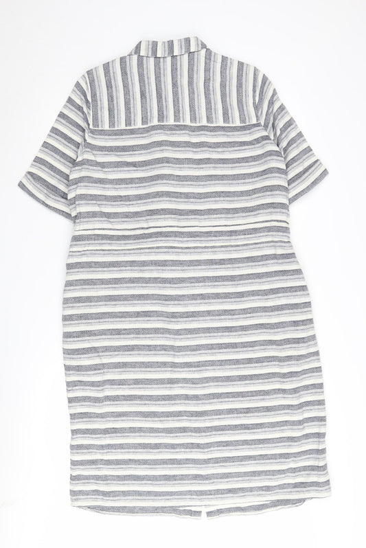 Marks and Spencer Women's Grey Striped Shirt Dress Size 14