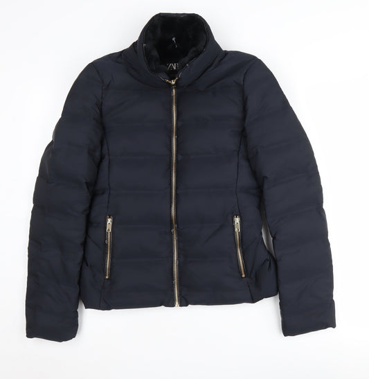 Womens UK Size 8 Zara Black Puffer Jacket