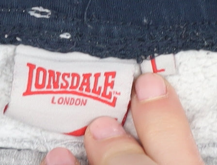 Lonsdale Men's Grey Jogger Trousers, Elastic Waist, Size Regular