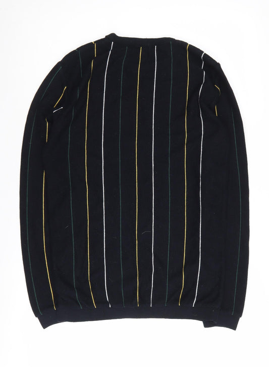 River Island Men's Black Striped Pullover Jumper M