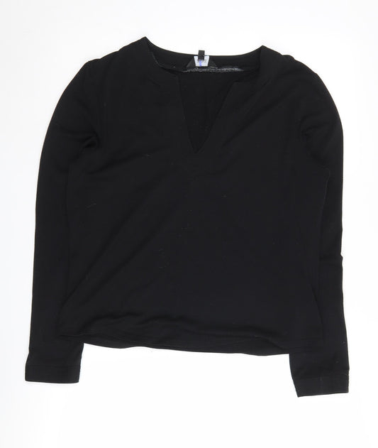 Additional front view of Jasper Conran Black V-Neck Long Sleeve Top L