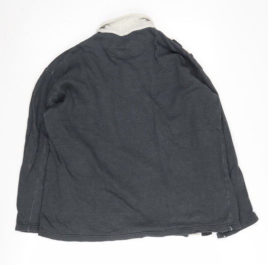 New Fast Men's Grey Long Sleeve Polo Shirt L