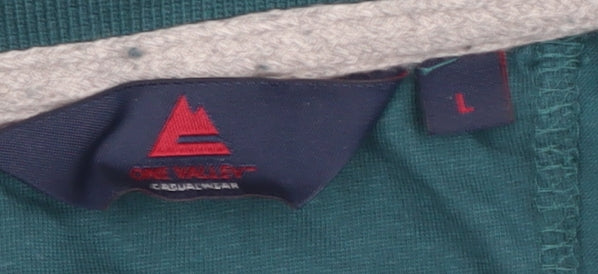 One Valley Men's Green Floral Polo, Size L, Short Sleeve