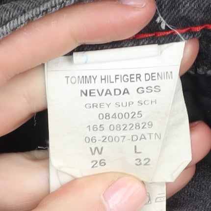 Mens UK Size 26 Tommy Hilfiger Regular Fit Straight Grey Jeans