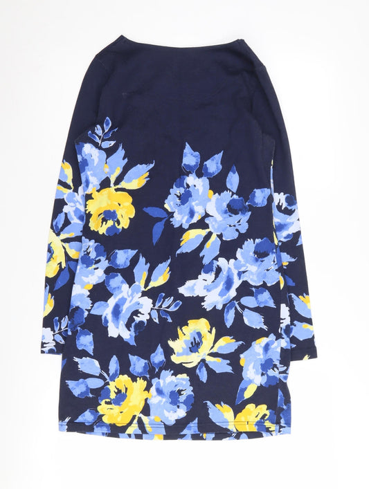 Joules Women's Blue Floral Shift Dress, Size 8, Casual Elegance
