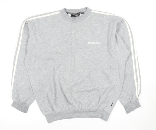 Additional front view of Adidas unisex grey logo sweatshirt, size 12, long sleeve