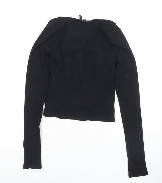 Womens UK Size 6 ASOS Black Cropped Blouse